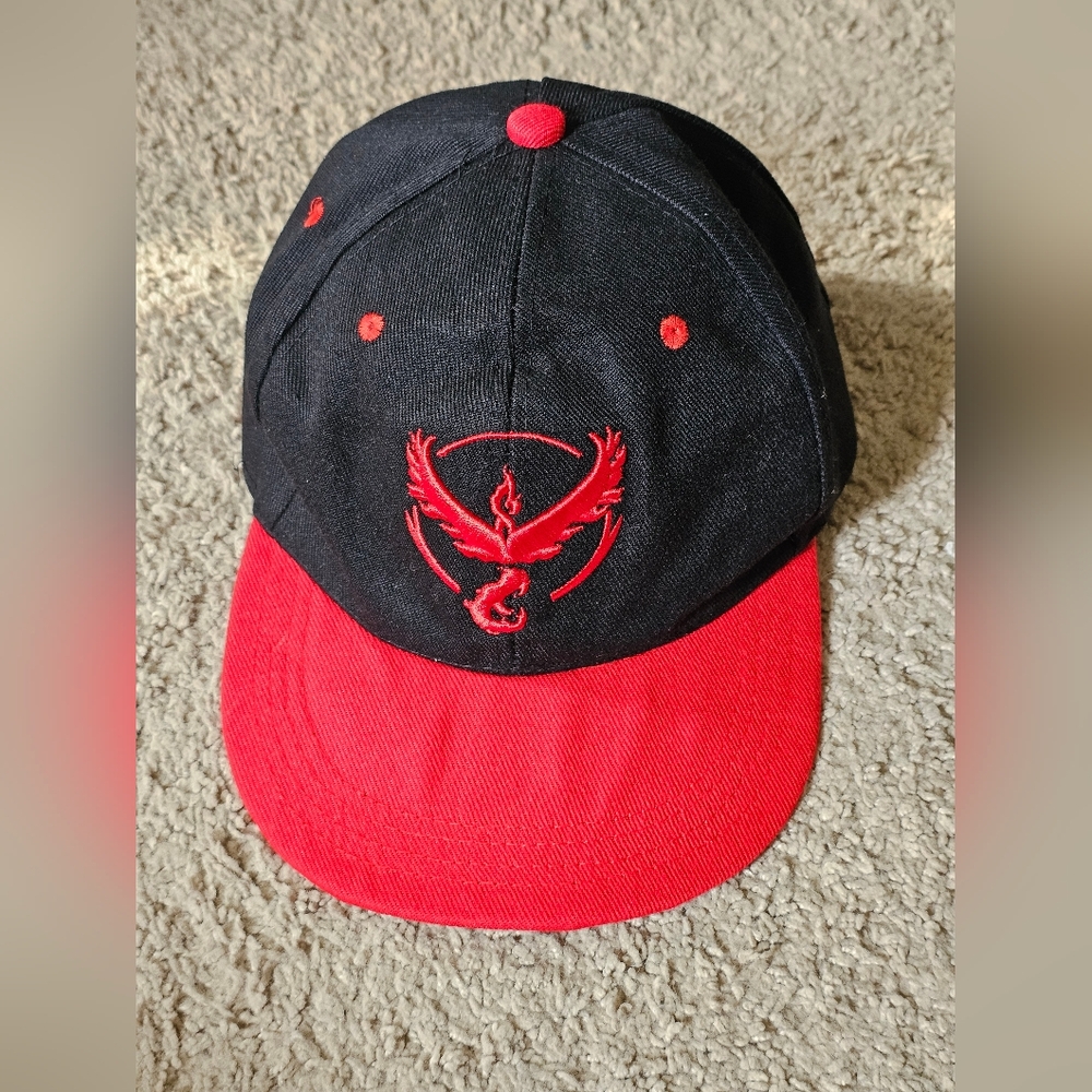 Pokemon Go Team Valor Cap Embroidered Snapback Black Red Baseball Hat Adjustable